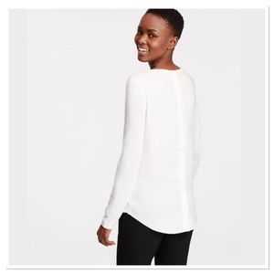 Ann Taylor Two-In-One Blouse-Back Sweater Cream M